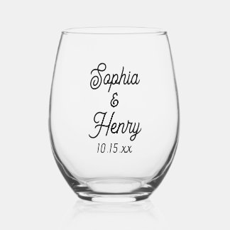 Weddenschap Elegant Script Black Typografie Wijnglas Zonder Voet