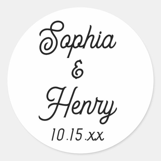 Weddenschap Elegant Script Modern Typografie Black Ronde Sticker (Voorkant)