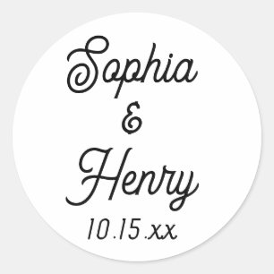 Weddenschap Elegant Script Modern Typografie Black Ronde Sticker