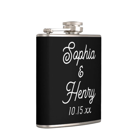 Weddenschap Elegant Script Typografie Black White Heupfles (Rechts)