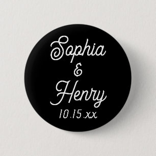 Weddenschap Elegant Script Typografie Black White Ronde Button 5,7 Cm