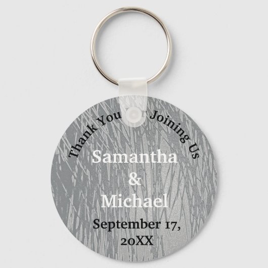 Weddenschap Elegant Silver Stripes Hartelijk dank Sleutelhanger (Voorkant)
