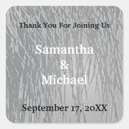 Weddenschap Elegant Silver Stripes Hartelijk dank Vierkante Sticker