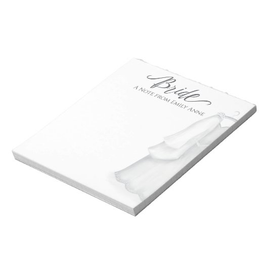 Weddenschap Elegant White Dress  Bride Custom Notitieblok (Linkerzijde)