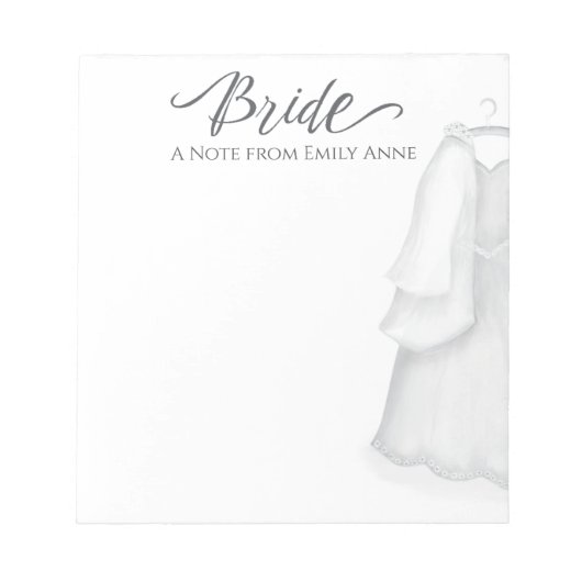 Weddenschap Elegant White Dress  Bride Custom Notitieblok (Voorkant)