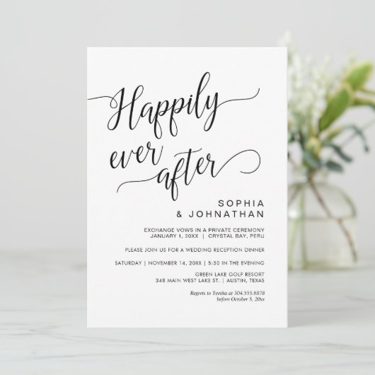 Weddenschap-elopement, Classy Simple Black Calligr Kaart (Staand voorkant)