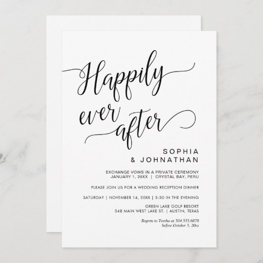 Weddenschap-elopement, Classy Simple Black Calligr Kaart (Voorkant / Achterkant)