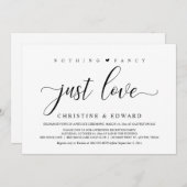 Weddenschap Elopement, Elegant Reception Party Inv Kaart (Voorkant / Achterkant)