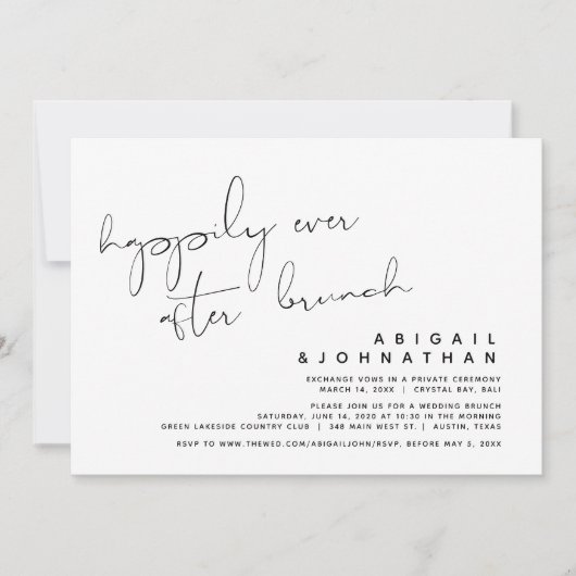 Weddenschap Elopement, gelukkig altijd na Brunch Kaart (Voorkant)