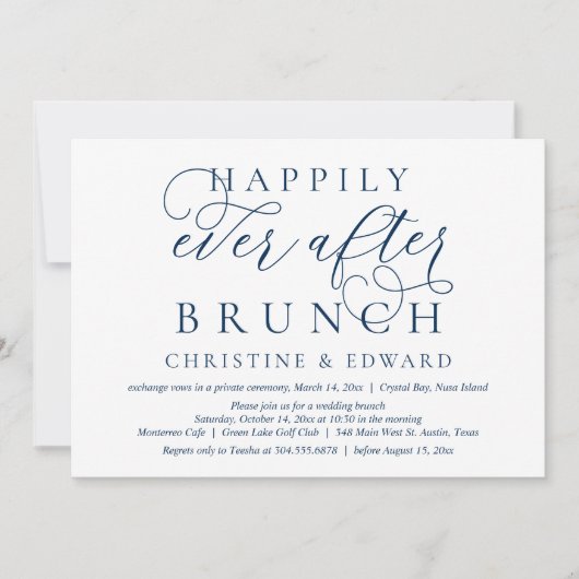 Weddenschap Elopement, gelukkig altijd na Brunch Kaart (Voorkant)