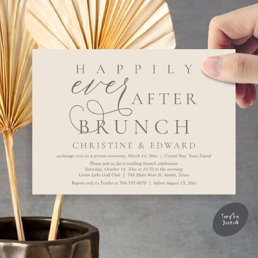 Weddenschap Elopement, gelukkig altijd na Brunch Kaart