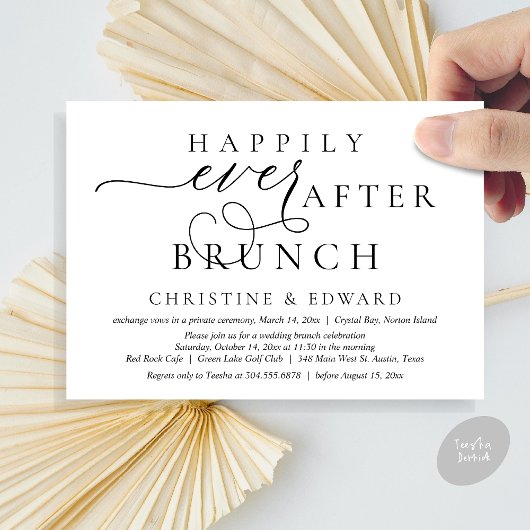 Weddenschap Elopement, gelukkig altijd na Brunch Kaart