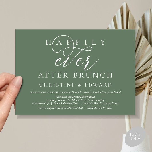 Weddenschap Elopement, gelukkig altijd na Brunch Kaart