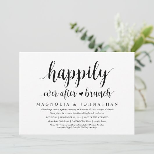 Weddenschap Elopement, gelukkig altijd na Brunch Kaart (Staand voorkant)