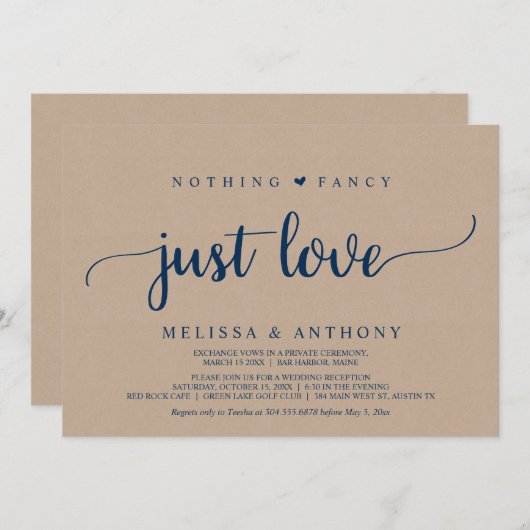 Weddenschap Elopement, niets Fancy gewoon liefde, Kaart (Voorkant / Achterkant)