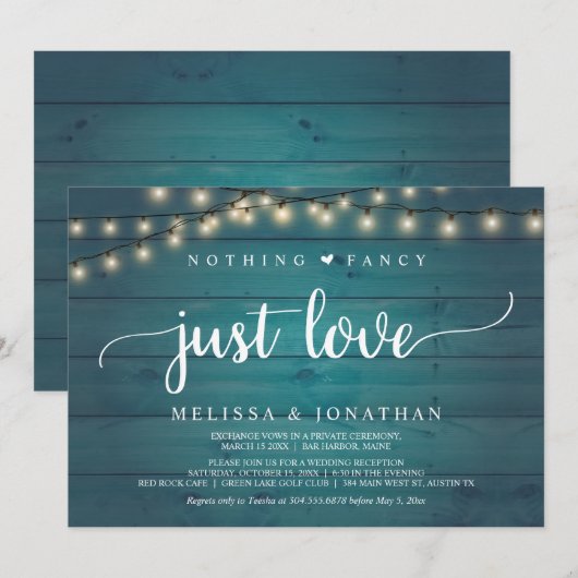 Weddenschap Elopement, niets Fancy gewoon liefde Kaart (Voorkant / Achterkant)