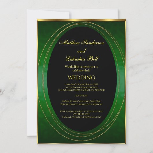 Weddenschap Emerald Green Gold Black Elegant Moder Kaart (Voorkant)