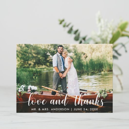 Weddenschap en Bedankt Foto wit script (Staand voorkant)