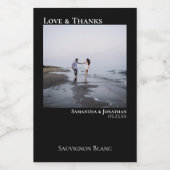 Weddenschap en Bedankt Modern Black Photo Mini Wijn Etiket (Enkel label)