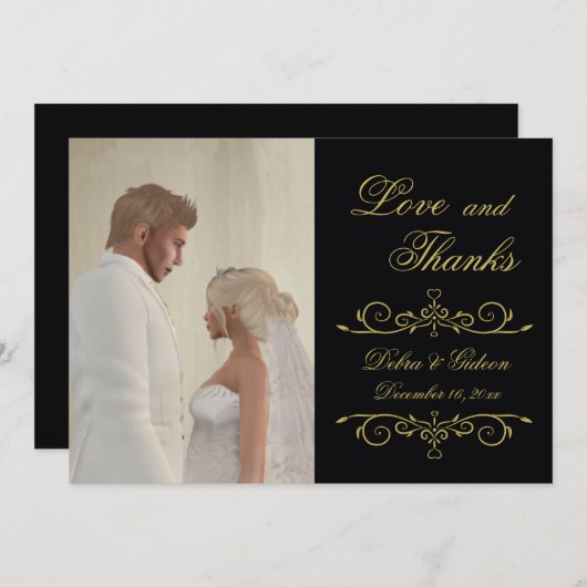 Weddenschap en Bedankt zwarte goudfoto (Voorkant / Achterkant)