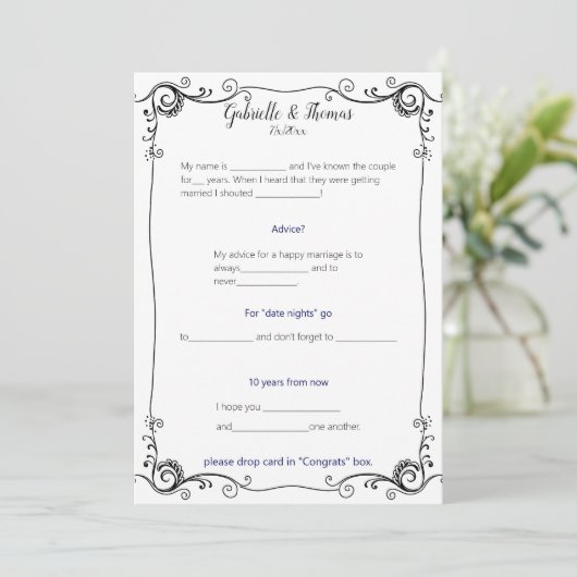 Weddenschap en commentaar Filigree Lijst Kaart (Staand voorkant)