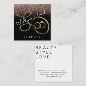 Weddenschap en evenementen Planner Faux Glitter Go Vierkante Visitekaartje (Voorkant / Achterkant)