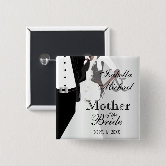 Weddenschap en gezinsleden vierkante button 5,1 cm (Voorkant /achterkant)