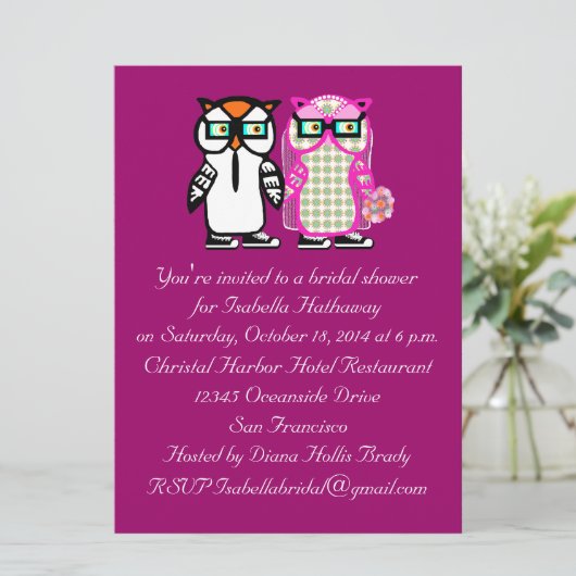 Weddenschap en Groom Owl Bridal Shower Kaart (Staand voorkant)