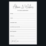 Weddenschap en wens<br><div class="desc">Deze eenvoudige, zwarte en witte, moderne, minimale, handgeschreven scriptadviezen en -wensbladen zijn perfect om vrijgezellenfeest, repetitief diner of huwelijksgasten te laten invullen voor het gelukkige paar. Mensen zullen graag de herinneringen krijgen - ze maken het zo makkelijk om liefhebbende woorden van advies en welwillendheid achter te laten. Ze zullen nog...</div>