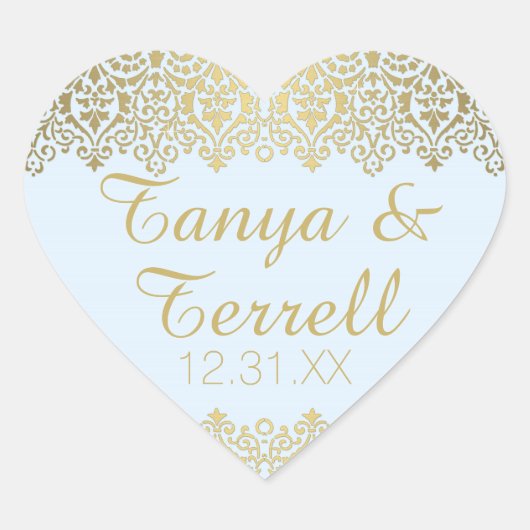 Weddenschap Envelope Seals  Golden Lace Elegant Hart Sticker (Voorkant)