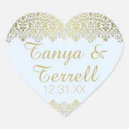 Weddenschap Envelope Seals  Golden Lace Elegant Hart Sticker