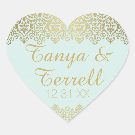 Weddenschap Envelope Seals  Golden Lace Elegant Hart Sticker (Voorkant)