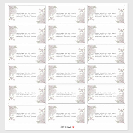 Weddenschap Etiket Blush Pink Grey Floral Sticker (Vel)