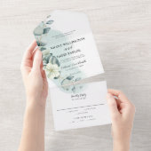 Weddenschap Eucalyptus Sage All-in-One uitnodiging (Afscheurbaar)