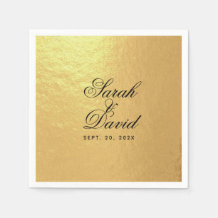 Weddenschap Faux Gold Foil Elegant Black Script Na Servet