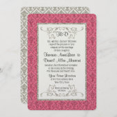 Weddenschap Faux Gold Glitter Damask Floral Patter Kaart (Voorkant / Achterkant)