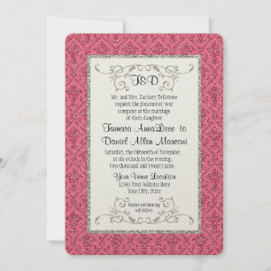 Weddenschap Faux Gold Glitter Damask Floral Patter Kaart