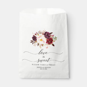 Weddenschap Favor Bag Love is Sweet Burgundy Marsa Bedankzakje