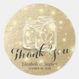 Weddenschap Favor Bedankt Mason Jar & String Light Ronde Sticker