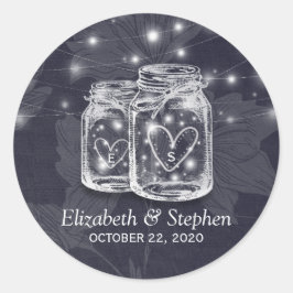 Weddenschap Favor Bedankt Mason Jars & String Ligh Ronde Sticker