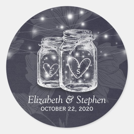 Weddenschap Favor Bedankt Mason Jars & String Ligh Ronde Sticker (Voorkant)