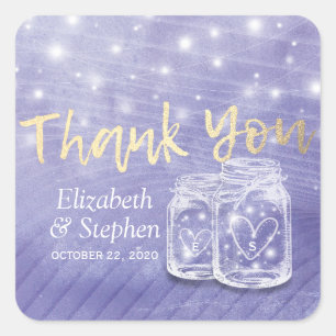 Weddenschap Favor Bedankt Mason Jars & String Ligh Vierkante Sticker