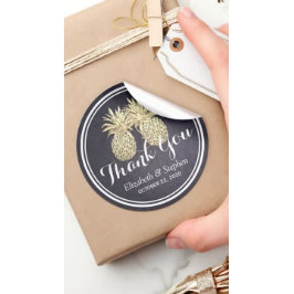 Weddenschap Favor Dank je Chic Gold Pineapple Coup Ronde Sticker