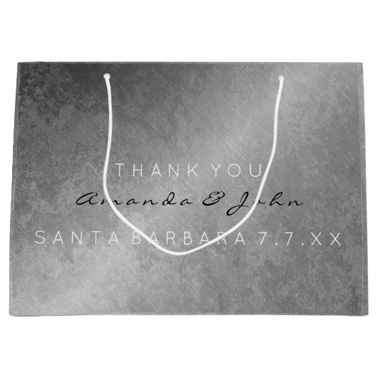 Weddenschap Favor Dank je grijze zilver Grungy Groot Cadeauzakje (Voorkant)