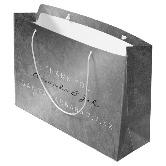 Weddenschap Favor Dank je grijze zilver Grungy Groot Cadeauzakje (Achterkant Gekanteld)