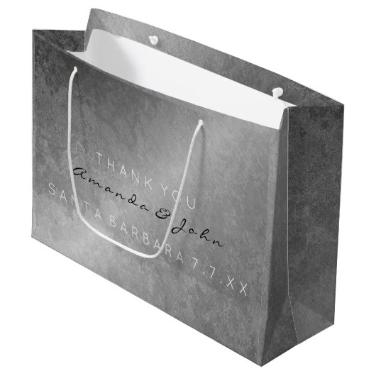 Weddenschap Favor Dank je grijze zilver Grungy Groot Cadeauzakje (Voorkant Gekanteld)