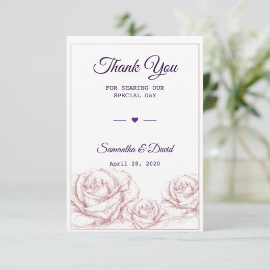 Weddenschap Favor Dank je Luxe Floral Rozen Bedankkaart (Staand voorkant)