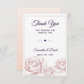 Weddenschap Favor Dank je Luxe Floral Rozen Bedankkaart (Voorkant / Achterkant)