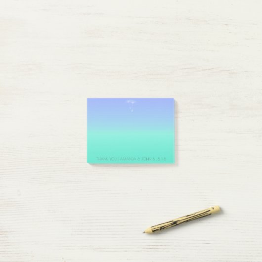 Weddenschap Favor Dank je Ocean Blue Ombre Post-it® Notes (Op bureau)