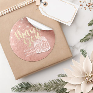 Weddenschap Favor Dank je wel Couple Mason Jar Roo Ronde Sticker